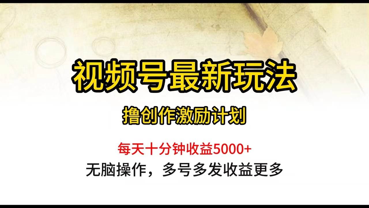 视频号最新玩法，每日一小时月入5000+-自荐云信息速递