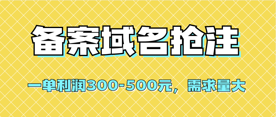 【全网首发】备案域名抢注，一单利润300-500元，需求量大-自荐云信息速递