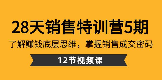 28天·销售特训营5期：了解赚钱底层思维，掌握销售成交密码（12节课）-自荐云信息速递