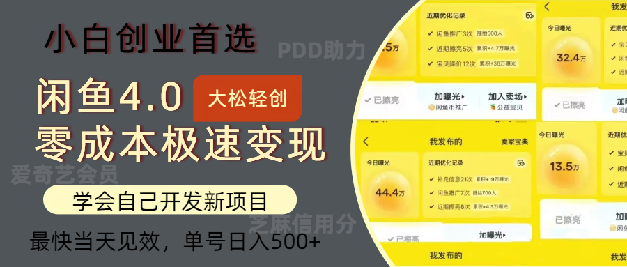 闲鱼0成本极速变现项目，多种变现方式，单号日入500+最新玩法-自荐云信息速递