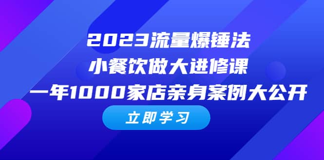 2023流量 爆锤法，小餐饮做大进修课，一年1000家店亲身案例大公开-自荐云信息速递