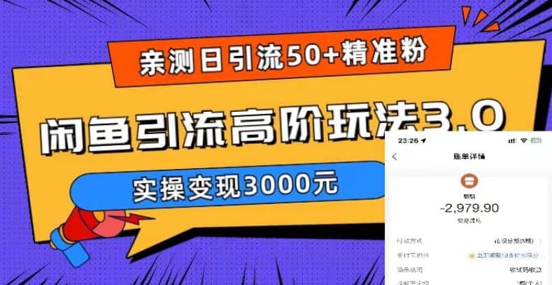 实测日引50+精准粉，闲鱼引流高阶玩法3.0，实操变现3000元-自荐云信息速递
