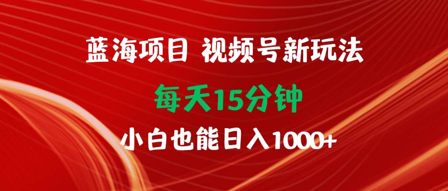 蓝海项目视频号新玩法 每天15分钟 小白也能日入1000+-自荐云信息速递