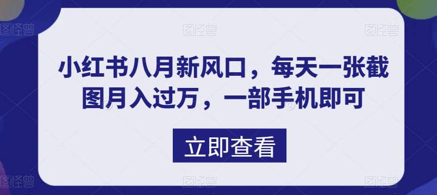 八月新风口，小红书虚拟项目一天收入1000+，实战揭秘-自荐云信息速递