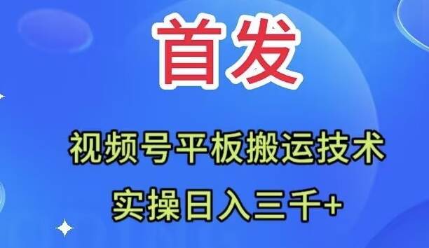 全网首发：视频号平板搬运技术，实操日入三千＋-自荐云信息速递