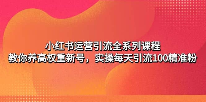 小红书运营引流全系列课程：教你养高权重新号-自荐云信息速递