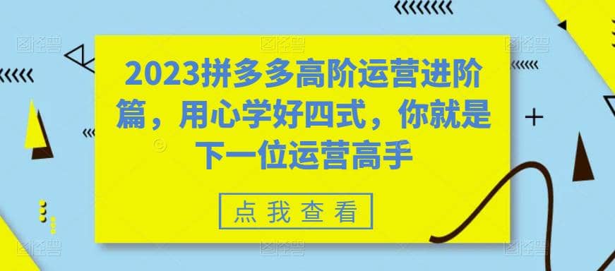 2023拼多多高阶运营进阶篇，用心学好四式，你就是下一位运营高手-自荐云信息速递