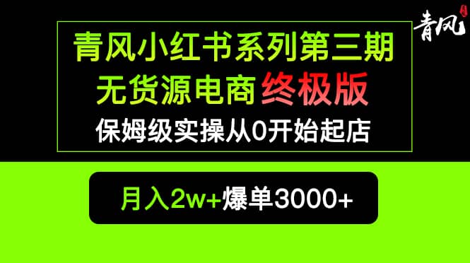 小红书无货源电商爆单终极版【视频教程+实战手册】保姆级实操从0起店爆单-自荐云信息速递