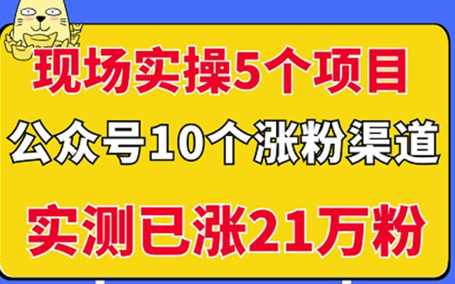 现场实操5个公众号项目，10个涨粉渠道，实测已涨21万粉！-自荐云信息速递