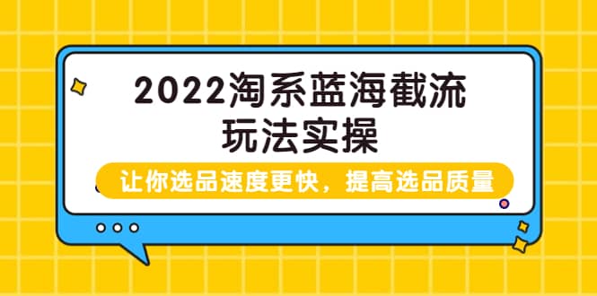 2022淘系蓝海截流玩法实操：让你选品速度更快，提高选品质量（价值599）-自荐云信息速递