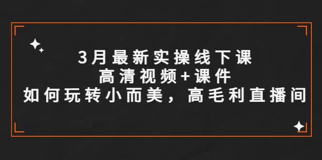 3月最新实操线下课高清视频+课件，如何玩转小而美，高毛利直播间-自荐云信息速递