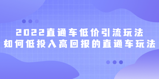 2022直通车低价引流玩法，教大家如何低投入高回报的直通车玩法-自荐云信息速递