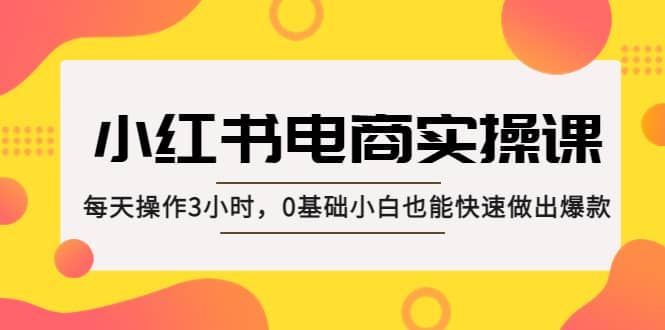 小红书·电商实操课：每天操作3小时，0基础小白也能快速做出爆款-自荐云信息速递