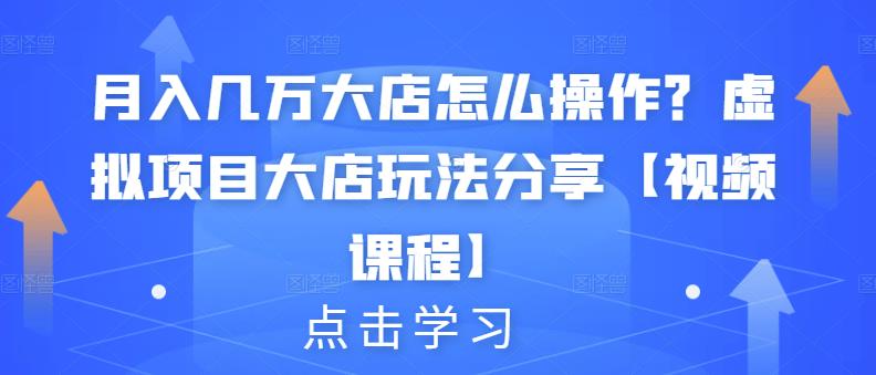 月入几万大店怎么操作？虚拟项目大店玩法分享【视频课程】-自荐云信息速递