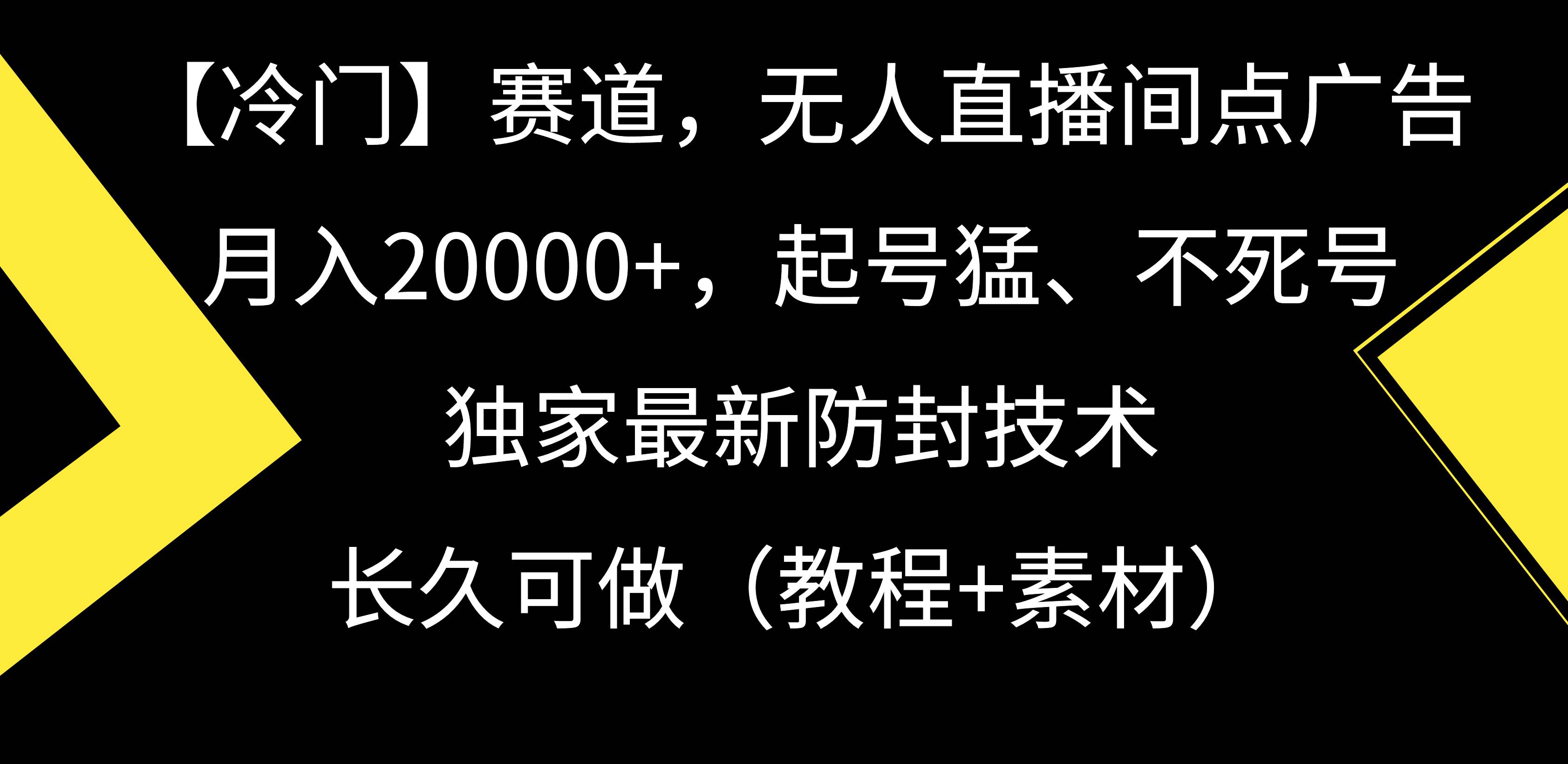 【冷门】赛道，无人直播间点广告，月入20000+，起号猛、不死号，独家最...-自荐云信息速递