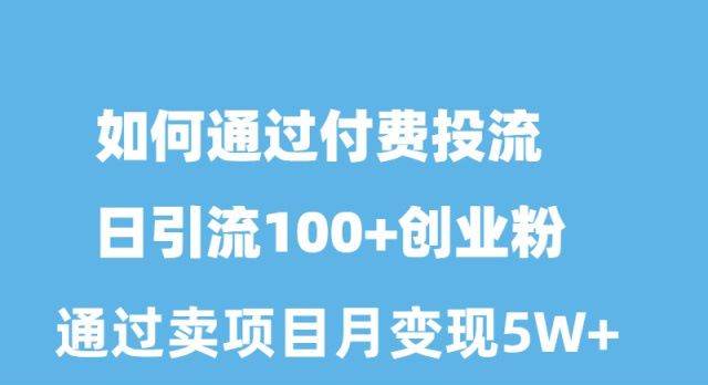 如何通过付费投流日引流100+创业粉月变现5W+-自荐云信息速递