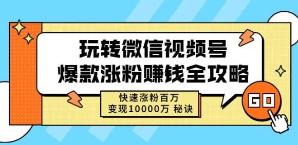 玩转微信视频号爆款涨粉赚钱全攻略,快速涨粉百万变现万元秘诀-自荐云信息速递