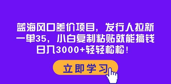 蓝海风口差价项目,发行人拉新,一单35,小白复制粘贴就能搞钱!日入3000+轻轻松松-自荐云信息速递