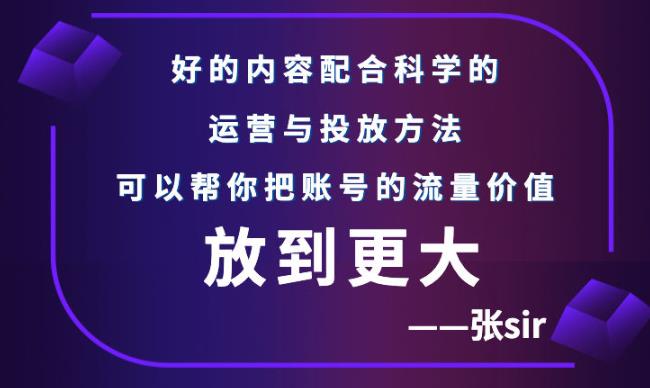 张sir账号流量增长课，告别海王流量，让你的流量更精准-自荐云信息速递