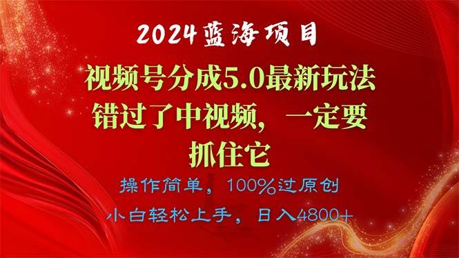 2024蓝海项目，视频号分成计划5.0最新玩法，错过了中视频，一定要抓住…-自荐云信息速递