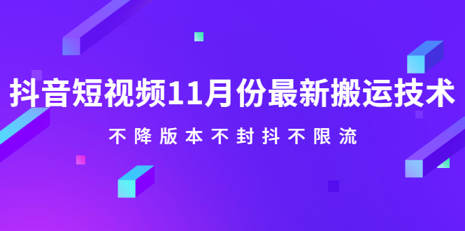 抖音短视频11月份最新搬运技术，不降版本不封抖不限流！【视频课程】-自荐云信息速递