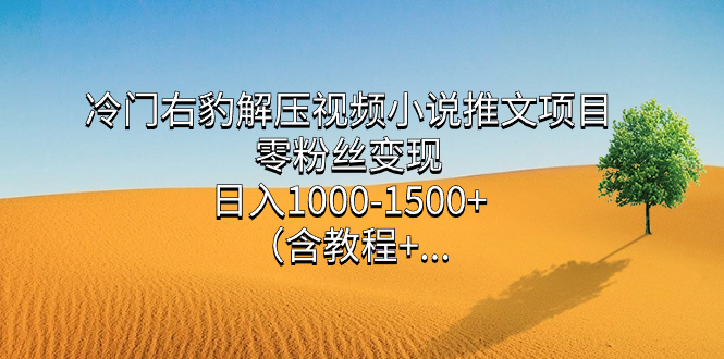 冷门右豹解压视频小说推文项目，零粉丝变现，日入1000-1500+（含教程）-自荐云信息速递