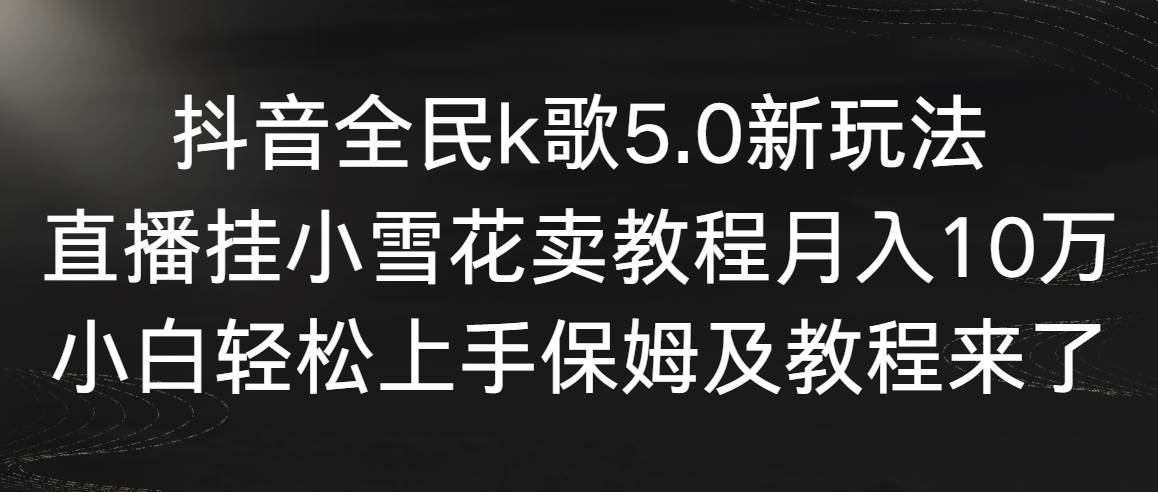 抖音全民k歌5.0新玩法，直播挂小雪花卖教程月入10万，小白轻松上手，保…-自荐云信息速递