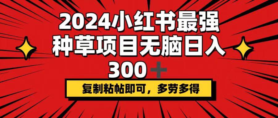 2024小红书最强种草项目，无脑日入300+，复制粘帖即可，多劳多得-自荐云信息速递