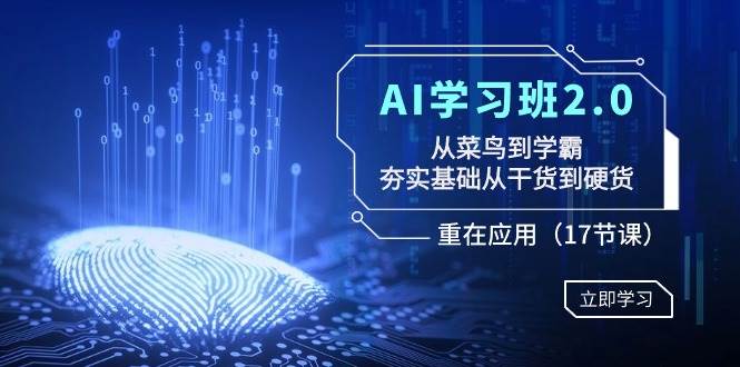 AI学习班2.0：从菜鸟到学霸，夯实基础从干货到硬货，重在应用（17节课）-自荐云信息速递