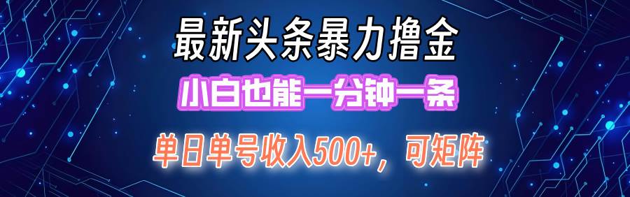 最新暴力头条掘金日入500+,矩阵操作日入2000+ ,小白也能轻松上手!-自荐云信息速递