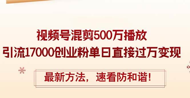 精华帖视频号混剪500万播放引流17000创业粉，单日直接过万变现，最新方…-自荐云信息速递
