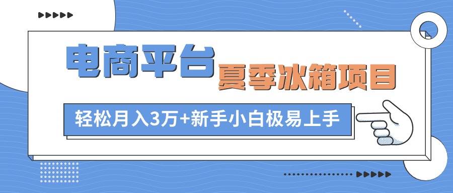 电商平台夏季冰箱项目，轻松月入3万+，新手小白极易上手-自荐云信息速递
