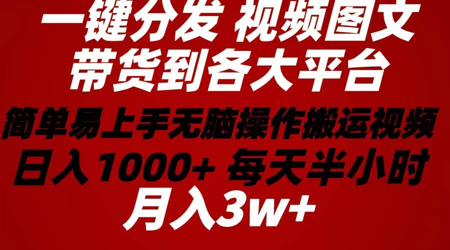 2024年 一键分发带货图文视频  简单易上手 无脑赚收益 每天半小时日入1...-自荐云信息速递