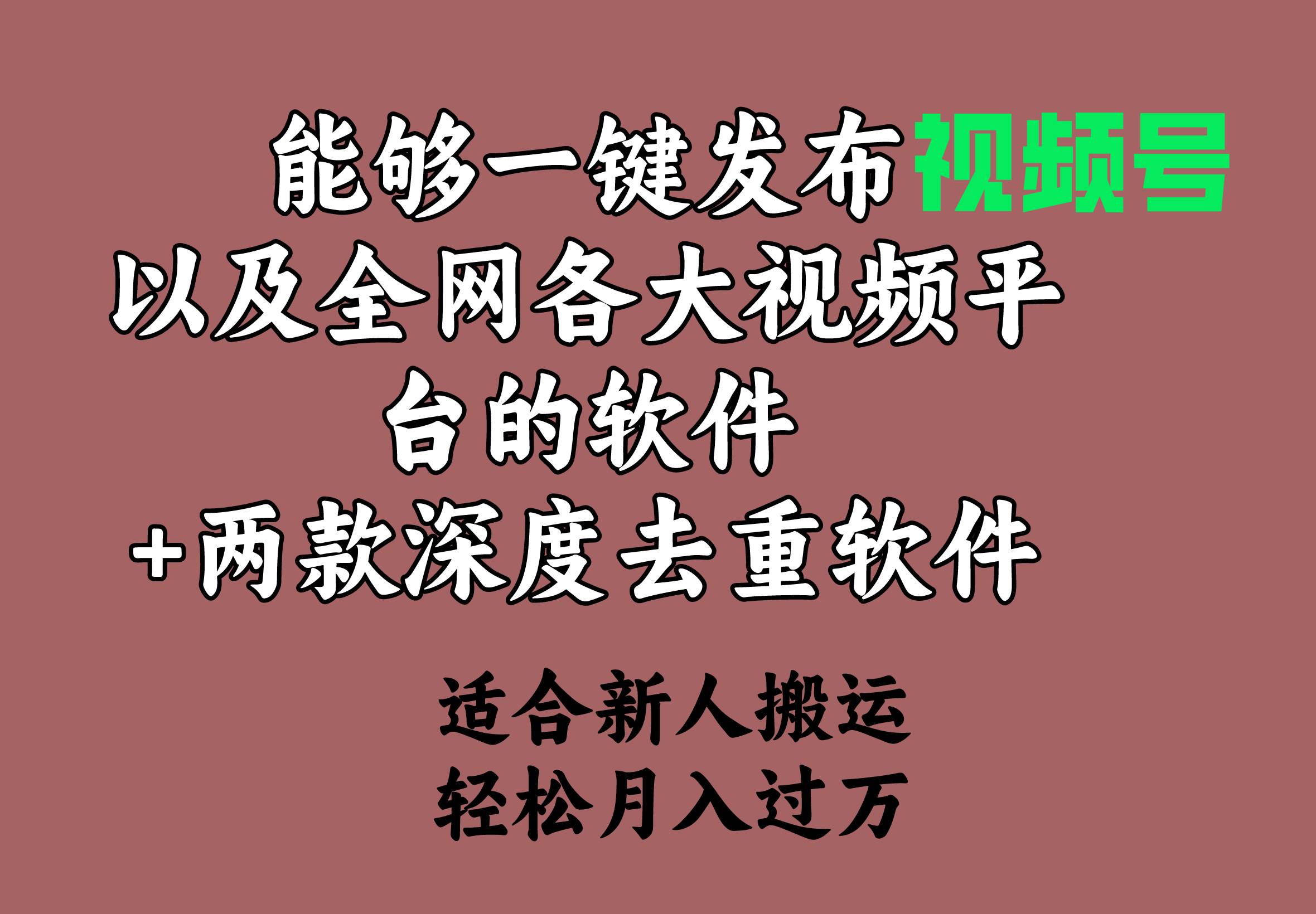 能够一键发布视频号以及全网各大视频平台的软件+两款深度去重软件 适合...-自荐云信息速递