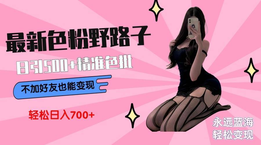 最新色粉变现野路子，日引500+老色批 可不加好友直接变现 小白轻松日入700+-自荐云信息速递