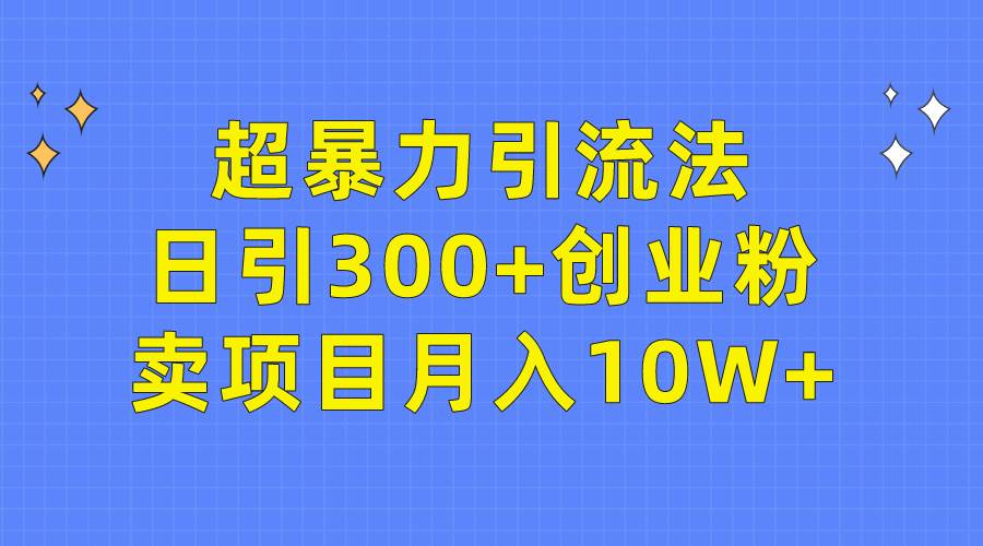 超暴力引流法，日引300+创业粉，卖项目月入10W+-自荐云信息速递