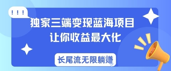 独家三端变现蓝海项目，让你收益最大化，长尾流无限躺挣-自荐云信息速递