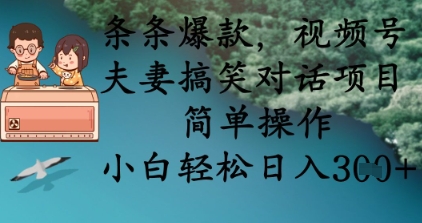 条条爆款,视频号夫妻搞笑对话项目,简单操作,小白轻松日入3张+-自荐云信息速递
