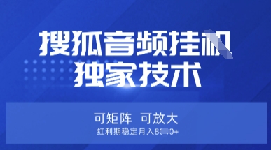 【搜狐音频挂G】独家技术,可矩阵可放大,红利期稳定月入8k【揭秘】-自荐云信息速递