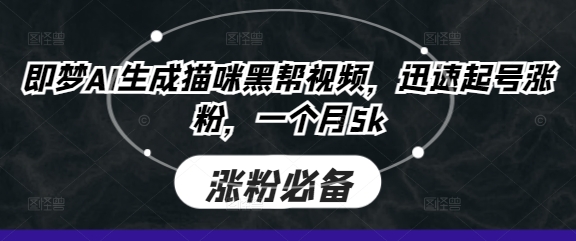 即梦AI生成猫咪黑帮视频，迅速起号涨粉，一个月5k-自荐云信息速递