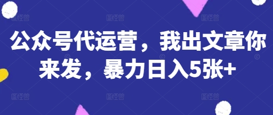 公众号代运营,我出文章你来发,暴力日入5张+【揭秘】-自荐云信息速递