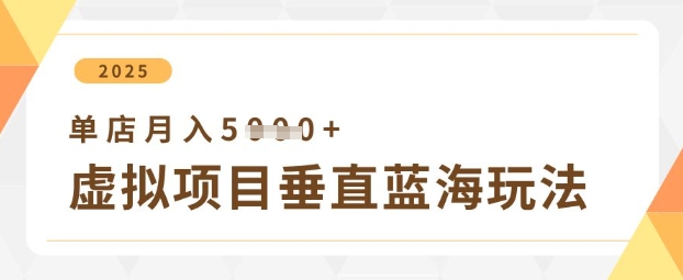 虚拟项目垂直玩法，实现单店月入5k+-自荐云信息速递