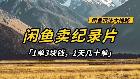 闲鱼卖纪录片1单3块钱,1天几十单,项目稳定有潜力-自荐云信息速递