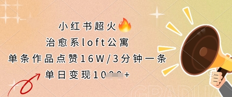 小红书超火的治愈系loft公寓，单条作品点赞16W，3分钟一条，单日变现数张-自荐云信息速递