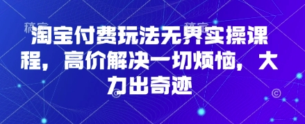 淘宝付费玩法无界实操课程，高价解决一切烦恼，大力出奇迹-自荐云信息速递
