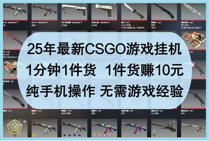 25年最新CSGO游戏挂机,1分钟1件货,1件货赚10元 纯手机操作 无需游戏经验-自荐云信息速递