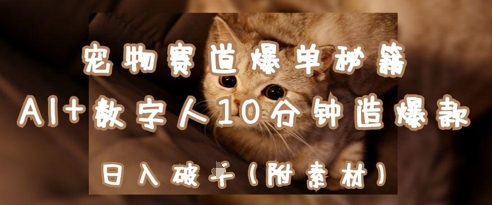 宠物赛道爆单秘籍：AI+数字人10分钟造爆款，日入1k-自荐云信息速递