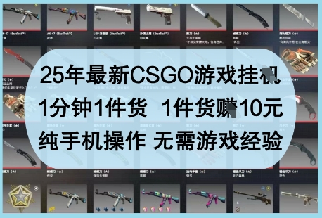 25年最新CSGO游戏挂G，1分钟1件货，1件货挣10元，纯手机操作，无需游戏经验【揭秘】-自荐云信息速递