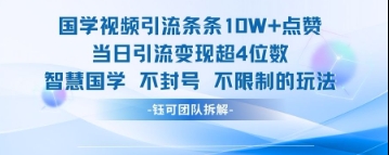 国学视频引流条条10W+点赞当日引流变现超4位数-自荐云信息速递